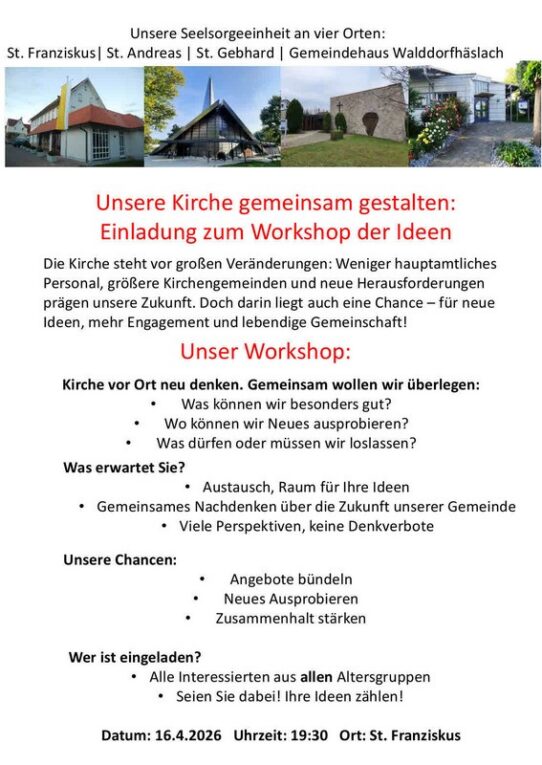 Unsere Kirche gemeinsam gestalten: Einladung zum Workshop der Ideen